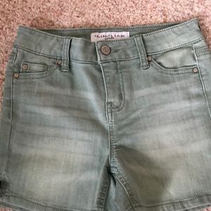 Light green denim shorts